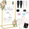 imageOurWarm Metal Wedding Sign Stand Adjustable Welcome to Our Wedding Sign Holder Heavy Duty Easel Stand for Sign WDesign Bundle ampamp Leather Sign Hanging Straps Seating Chart Stand Easel for DisplayGold