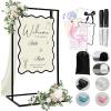 imageOurWarm Metal Wedding Sign Stand Adjustable Welcome to Our Wedding Sign Holder Heavy Duty Easel Stand for Sign WDesign Bundle ampamp Leather Sign Hanging Straps Seating Chart Stand Easel for DisplayBlack