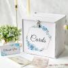 imageOurWarm White Wedding Card Box with Lock PVC Gift Card Box with Blue Wreath Wedding Decorations for Reception Envelop Money Gift Boxes for Graduation Birthday Bridal Baby Shower Decor
