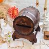imageOurWarm Wooden Wedding Card Box for Party with Base Brown Whiskey Barrel Gift Cards Holder with Slot Rustic Envelope Money Card Box for Wedding Graduation Bridal Shower Party Decoration