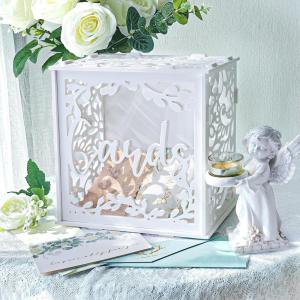 imageOurWarm Wedding Card Box for Reception PVC Gift Card Holder with Acrylic Window Rustic White Envelope Money Box for Wedding Graduation Party 2025 Birthday Baby Shower Party Decorations