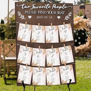 imageOurWarm Wedding Seating Chart with Easel Display Stand Rustic Seating Chart for Wedding Reception Display Please Find Your Seat Wooden Seating Chart Board for Baby ampamp Bride Shower Wedding Sign Decor