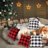 imageAytai Set of 4 Buffalo Check Plaid Throw Pillow Covers 18x18 Square Pillow Cover Plaid Cotton Linen Cushion for Sofa Car Office Home Decoration Red and Black White and Black