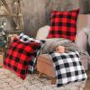 imageAytai Set of 4 Buffalo Check Plaid Throw Pillow Covers 18x18 Square Pillow Cover Plaid Cotton Linen Cushion for Sofa Car Office Home Decoration Red and Black White and Black