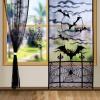 imageOurWarm 2pcs Black Lace Halloween Window Curtains Spider Web Bats Door Curtain Panel Decor for Spooky Halloween Holiday Party Decoration 40 x 84 Inch