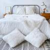 imageOurWarm 3 Pcs Ultra Soft Faux Fur Throw Blanket Set Fluffy Cozy Plush Blanket50in x 60in  2 Throw Pillow Covers18in x18in Lightweight Shaggy Longfur Blanket for SofaCouch Bed Pure White