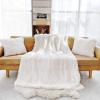 imageOurWarm 3pcs Super Soft Faux Fur Throw Blanket Pillow Cover Set for Couch Sofa Bed Chair Photo Props Shaggy Sherpa Longfur Throw Blanket 50in x 60in  2 Throw Pillow Covers18in x18in Off White