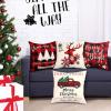 imageOurWarm Christmas Throw Pillow Covers 18 x 18 Set of 4 Red and Black Buffalo Plaid Christmas Decorations Cotton Linen Cushion Covers Throw Pillow Cases