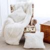 imageOurWarm 3pcs Super Soft Faux Fur Throw Blanket Pillow Cover Set for Couch Sofa Bed Chair Photo Props Shaggy Sherpa Longfur Throw Blanket 50in x 60in  2 Throw Pillow Covers18in x18in Off White