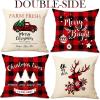 imageOurWarm Christmas Throw Pillow Covers 18 x 18 Set of 4 Red and Black Buffalo Plaid Christmas Decorations Cotton Linen Cushion Covers Throw Pillow Cases