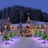 imageOurWarm 2Pcs Solar Christmas Tree Lights Outdoor Decorations 20 LEDs Path Lights 8Mode Flickering Small Mini Solar Christmas Tree for Outside Yard Pathway Garden Grave Cemetery Xmas Decor