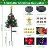 imageOurWarm 2Pcs Solar Christmas Tree Lights Outdoor Decorations 20 LEDs Path Lights 8Mode Flickering Small Mini Solar Christmas Tree for Outside Yard Pathway Garden Grave Cemetery Xmas Decor
