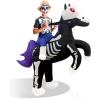 imageOurWarm Horse Inflatable Costume Kids Funny Inflatable Halloween Costumes Riding a Skeleton Horse with Red LED Eyes Cowboy Blow up Costumes for Boys Girls Halloween Cosplay Party