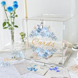 imageOurWarm Acrylic Wedding Card Box with Lock  10quotx10quotx85quot Clear Gift Card Box for Reception DIY Wedding Money Envelope Box for Party Birthday Baby Shower Graduation