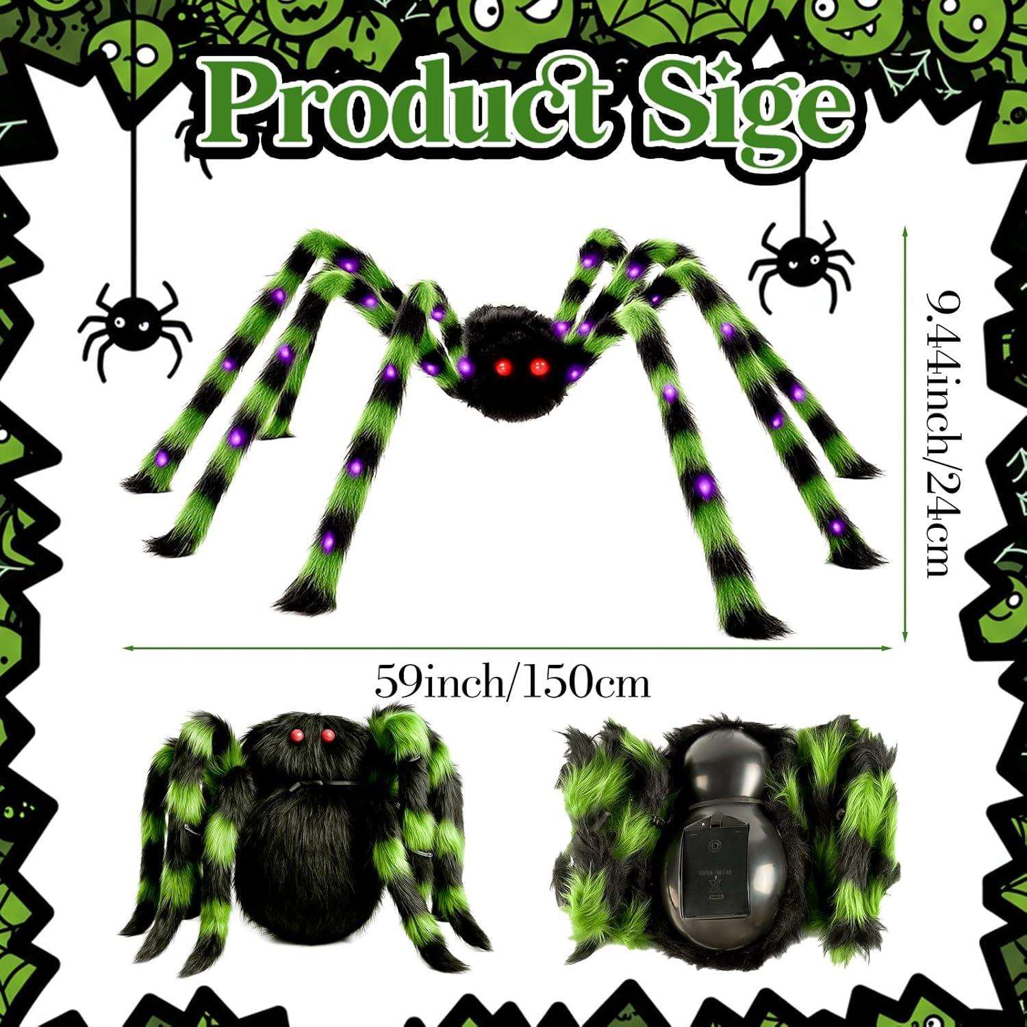 imageOurWarm 5FT Giant Spider Halloween Decorations Outdoor Halloween Spider Decorations with 8 Types of Mode Lights Light up Spider for Outside Indoor Haunted House Porch Lawn Wall Party Yard Decor