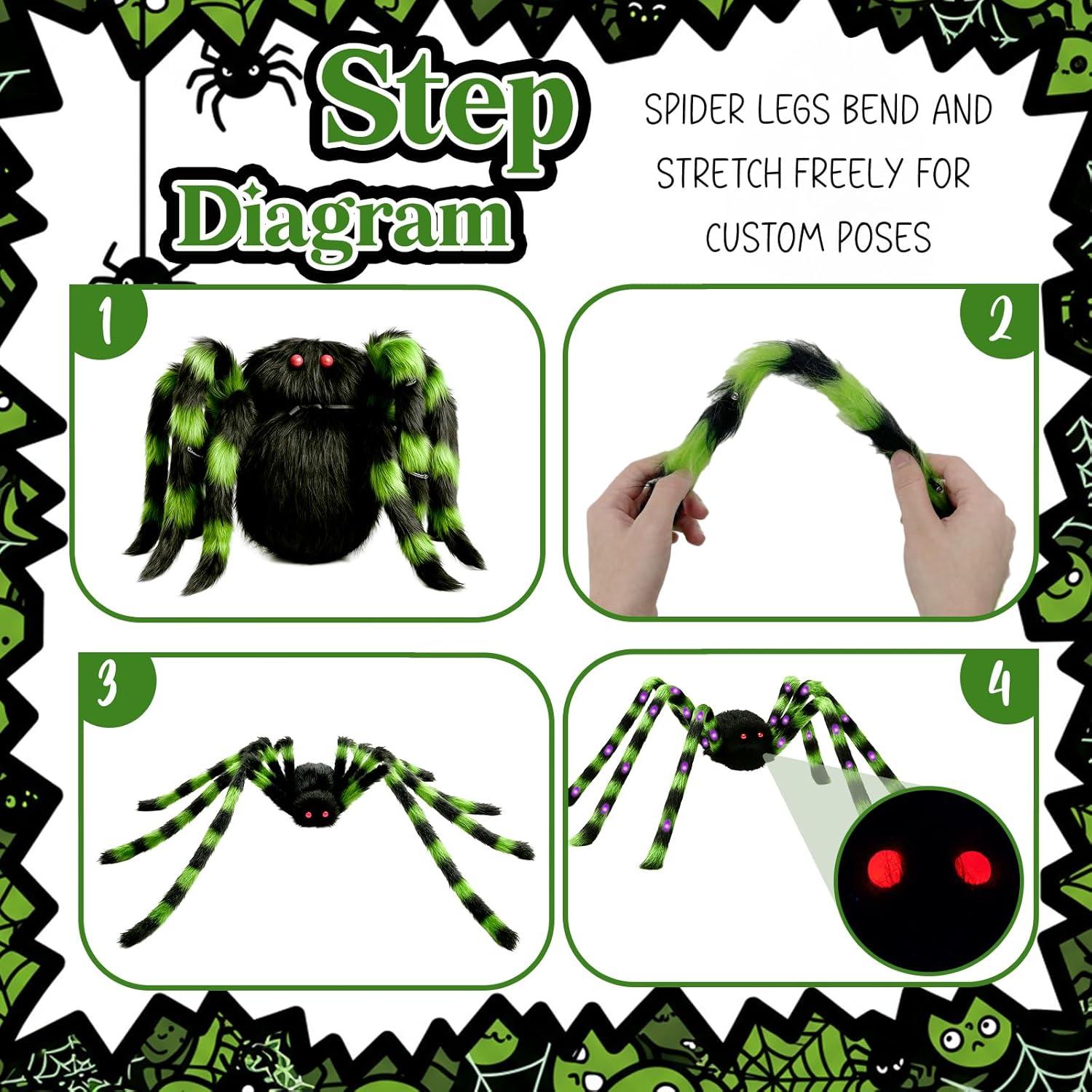 imageOurWarm 5FT Giant Spider Halloween Decorations Outdoor Halloween Spider Decorations with 8 Types of Mode Lights Light up Spider for Outside Indoor Haunted House Porch Lawn Wall Party Yard Decor