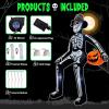 imageOurWarm 10 FT Inflatables Skeleton Halloween Decor Outdoor Giant Blow Up Decorations Holding Pumpkin Scary Halloween Inflatables Sitting Skeleton with Builtin LEDs for Rooftop Balcony Garden Party