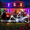 imageOurWarm 10FT Halloween Inflatables Skeleton Outdoor Decorations Giant Lying Inflatable Skeletons with Glowing Red Eyes Scary Halloween Blow Ups Yard Decorations for Outside Lawn Garden Roof