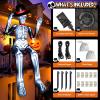 imageOurWarm 12 FT Halloween Inflatable Outdoor Decoration Giant Sitting Skeleton Halloween Blow up Yard Decorations with Builtin LEDs Scary Halloween Inflatables for Roof Balcony Lawn Garden Decor12FT Skeleton Inflatable