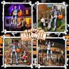 imageOurWarm 12 FT Halloween Inflatable Outdoor Decoration Giant Sitting Skeleton Halloween Blow up Yard Decorations with Builtin LEDs Scary Halloween Inflatables for Roof Balcony Lawn Garden Decor12FT Skeleton Inflatable