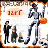 imageOurWarm 12 FT Halloween Inflatable Outdoor Decoration Giant Sitting Skeleton Halloween Blow up Yard Decorations with Builtin LEDs Scary Halloween Inflatables for Roof Balcony Lawn Garden Decor12FT Skeleton Inflatable