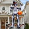 imageOurWarm 12 FT Halloween Inflatable Outdoor Decoration Giant Sitting Skeleton Halloween Blow up Yard Decorations with Builtin LEDs Scary Halloween Inflatables for Roof Balcony Lawn Garden Decor12FT Skeleton Inflatable