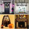 imageOurWarm 18 x 60 Inch Halloween Black Lace Lamp Shade Cover with Ribbon 3 in 1 Black Spider Lamp Shade Covers for Halloween Decorations