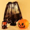 imageOurWarm 18 x 60 Inch Halloween Black Lace Lamp Shade Cover with Ribbon 3 in 1 Black Spider Lamp Shade Covers for Halloween Decorations
