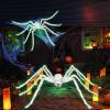 imageOurWarm 3 Pack Spiders Halloween Decorations 5ft ampamp 3ft ampamp 16ft Giant Spider Outdoor Decoration with Green LEDs Fake Halloween Spiders for Halloween Decorations Outside Props Haunted House Yard Decor