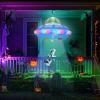 imageOurWarm 4FT Halloween Inflatable Outdoor Decoration Hanging UFO Cow Abduction Inflatable Halloween Decorations Outdoor with LED Light Alien Halloween Blow Up Yard Decorations for Outside Lawn Decor