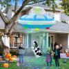 imageOurWarm 4FT Halloween Inflatable Outdoor Decoration Hanging UFO Cow Abduction Inflatable Halloween Decorations Outdoor with LED Light Alien Halloween Blow Up Yard Decorations for Outside Lawn Decor