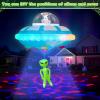 imageOurWarm 4FT Hanging Alien Spaceship Inflatable Halloween Blow Up Builtin Colorful LED Flashing Light Outdoor Indoor Home Garden Lawn Decor