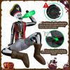 imageOurWarm 65FT Inflatables Outdoor Decorations Sitting Skeleton Pirate Fun Blow Up Yard Decorations with LED Lights for Yard Garden Cemetery Inflatable Halloween Decor