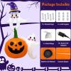 imageOurWarm 7FT Funny Halloween Inflatables Outdoor Decorations Cute Blow Ups Ghosts Pulling Big Pumpkin Halloween Roof Decorations with LED Lights for Lawn Garden Yard Party