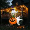 imageOurWarm 7FT Funny Halloween Inflatables Outdoor Decorations Cute Blow Ups Ghosts Pulling Big Pumpkin Halloween Roof Decorations with LED Lights for Lawn Garden Yard Party
