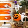 imageOurWarm 7FT Funny Halloween Inflatables Outdoor Decorations Cute Blow Ups Ghosts Pulling Big Pumpkin Halloween Roof Decorations with LED Lights for Lawn Garden Yard Party