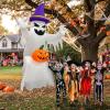 imageOurWarm 8FT Halloween Inflatable Outdoor Decoration Sitting Ghost Inflatable Halloween Decorations Outdoor Built in LEDs with Pumpkin Halloween Blow Up Yard Decorations for Roof Tree Garden Lawn8FT Halloween Inflatables