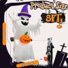 imageOurWarm 8FT Halloween Inflatable Outdoor Decoration Sitting Ghost Inflatable Halloween Decorations Outdoor Built in LEDs with Pumpkin Halloween Blow Up Yard Decorations for Roof Tree Garden Lawn8FT Halloween Inflatables