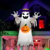 imageOurWarm 8FT Halloween Inflatable Outdoor Decoration Sitting Ghost Inflatable Halloween Decorations Outdoor Built in LEDs with Pumpkin Halloween Blow Up Yard Decorations for Roof Tree Garden Lawn8FT Halloween Inflatables