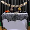 imageOurWarm Cobweb Fireplace Scarf Halloween Decoration Black Lace Spiderweb Mantle Scarf Halloween Party Supplies 18 x 96 inch Black