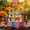 imageOurWarm Dia De Los Muertos Altar Ofrenda Wooden Box Set Day of the Dead Altar with Marigold Photo Frame Sugar Skull and Candle Papel Picado Mini Ofrenda for Dia De Los Muertos Decor