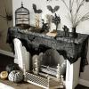 imageOurWarm Halloween Mantel Scarf Black Lace Fireplace Mantel Decor Halloween Party Decorations Indoor for Festive Party Supplies Window and Fireplace Cover with Spiderweb Decor 78 X 19 Inch