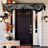 imageOurWarm Halloween Mantel Scarf Black Lace Fireplace Mantel Decor Halloween Party Decorations Indoor for Festive Party Supplies Window and Fireplace Cover with Spiderweb Decor 78 X 19 Inch