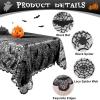 imageOurWarm Halloween Tablecloth Rectangular Polyester Lace Tablecloth Black Spider Web Tablecover for Scary Movie Nights Halloween Table Decorations 60 x 84 InchBlack