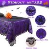 imageOurWarm Halloween Tablecloth Rectangular Polyester Lace Tablecloth Black Spider Web Tablecover for Scary Movie Nights Halloween Table Decorations 60 x 84 InchBlackpurple