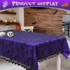 imageOurWarm Halloween Tablecloth Rectangular Polyester Lace Tablecloth Black Spider Web Tablecover for Scary Movie Nights Halloween Table Decorations 60 x 84 InchBlackpurple