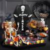 imageOurWarm Wood Halloween Charcuterie Board Black Coffin Serving Trays and Platters with Skeleton and Dipping Saucer Spooky Halloween Tray for Food Snack Candy Cheese Party Serving Dishes