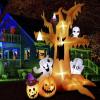 imageOurWarm 8Ft Halloween Inflatables Dead Tree with Ghosts Pumpkins Witch Hats Inflatable Halloween Decorations Outdoor with Builtin LED Lights Blow Up Yard Decorations for Garden Yard Lawn Decor