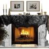 imageOurWarm Cobweb Fireplace Scarf Halloween Decoration Black Lace Spiderweb Mantle Scarf Halloween Party Supplies 18 x 96 inch Black