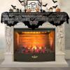 imageOurWarm Halloween Mantel Scarf Black Lace Fireplace Mantel Decor Halloween Party Decorations Indoor for Festive Party Supplies Window and Fireplace Cover with Spiderweb Decor 78 X 19 Inch
